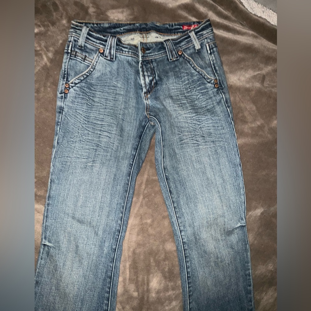 Seven7 Flare Jeans Size 30 - Distressed Medium Wash Retro Premium Denim